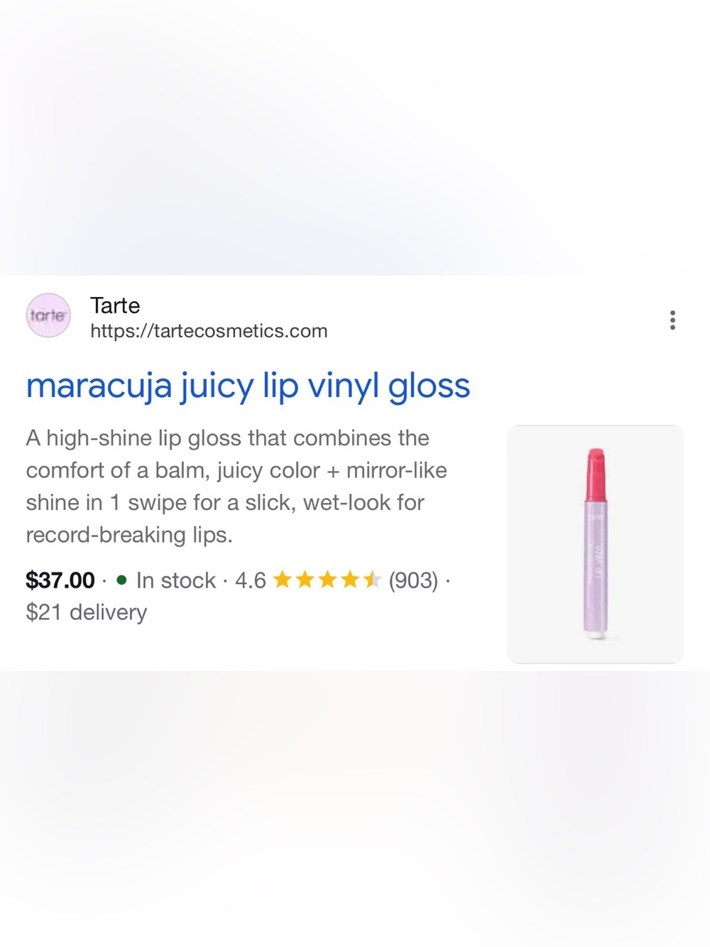 Tarte Maracuja juicy lip vinyl gloss *shimmering cinnamon spice colour *